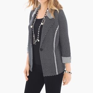 Chico's Esther Blazer Cardigan Black & White Striped